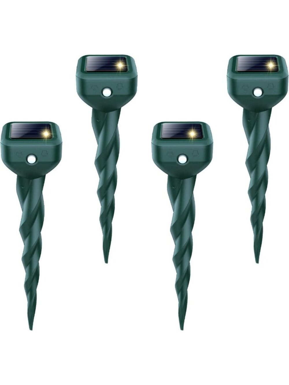 Solar-Powered Ultrasonic Mole & Snake Repellent Stakes - 4 Pack, Waterproof Yard